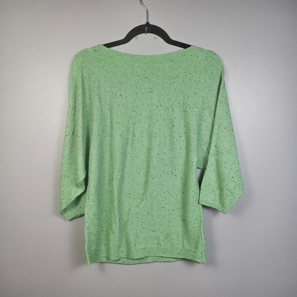 J Jill Green Knit Sweater Top Boat Neck Speckled Dolman Sleeves Women’s‎ Sz XS - Picture 2 of 6